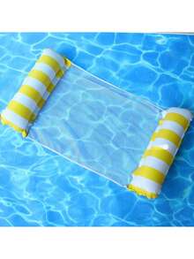 1件装充气漂浮垫，泳池躺椅，充气漂浮床，可折叠条纹游泳漂浮垫，泳池派对用品，户外旅行沙滩用品，度假必备 - 彩色 - 查看 15