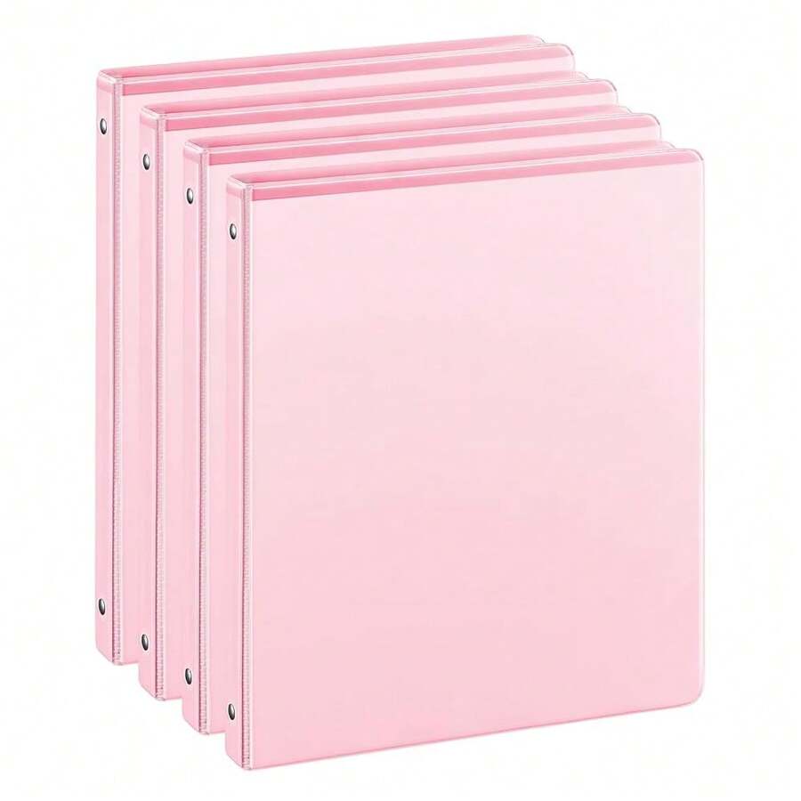 1/2'' 3-Ring-Binder With Pockets, 200 Sheets Capacity, 0.5 Inch Binders Fits 11\ X 8.5\ US Letter Size, Assorted 4 Pastel Colors - Ideal For Schoolsss, Office, And Home Use (0.5'' - Pink) - 0.5吋粉紅色 - 查看 1