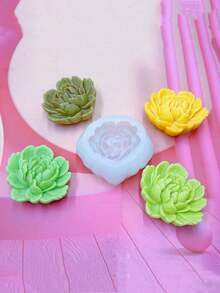 1个牡丹花形蜡烛硅胶模具，多肉植物花卉香薰石石膏装饰DIY花卉桌面摆件硅胶模具 - 白色 - 查看 6