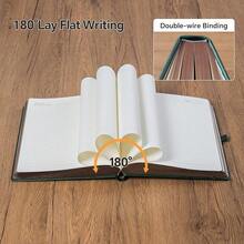 Thick Lined Journal Notebook With Pen, 360 Pages 100gsm Paper, Brown Sprayed Edge, Journal For Writing B5 Ruled Notebook ,Leather Hardcover,Perfect For Work, Office Or Schoolsss, 7.8'' X 10'' Dark Green - 深綠色B5線 - 查看 7