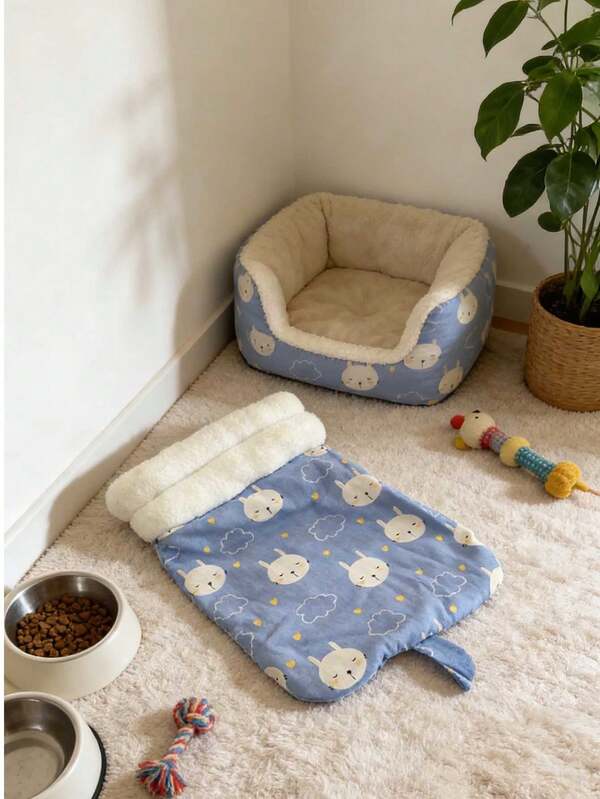 Cat/Dog Bed, Warm Semi-Enclosed Cat Bed Suitable For Winter & Spring, Pet Supplies, Kitten Bed Pad, Cat Tunnel Bed, Dog Bed. Includes Cat Blanket And Pad Inside, Providing Deep Sleep, Suitable For Puppies And Adult Pets (Slight Color Difference May Exist Between Batches, But Does Not Affect Usage Or Appearance Quality)