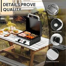 2 Burner Portable Propane Griddle With Lid, 20000BTU Tabletop Flat Gas Grill With Ignition And Oil Collector, Camping Griddle For Outdoor Cooking Patio Backyard Sandbeach BBQ Party - Bếp ga để bàn 2 bếp - Xem 4