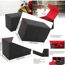 sdeCaja de Baraja de Cartas Estuche de Almacenamiento de Tarjetas de Cuero PU Estuche Organizador de Soporte de Almacenamiento Comercial Se Adapta a 160 Cartas para Cartaskiu - negrorojo - Ver 1