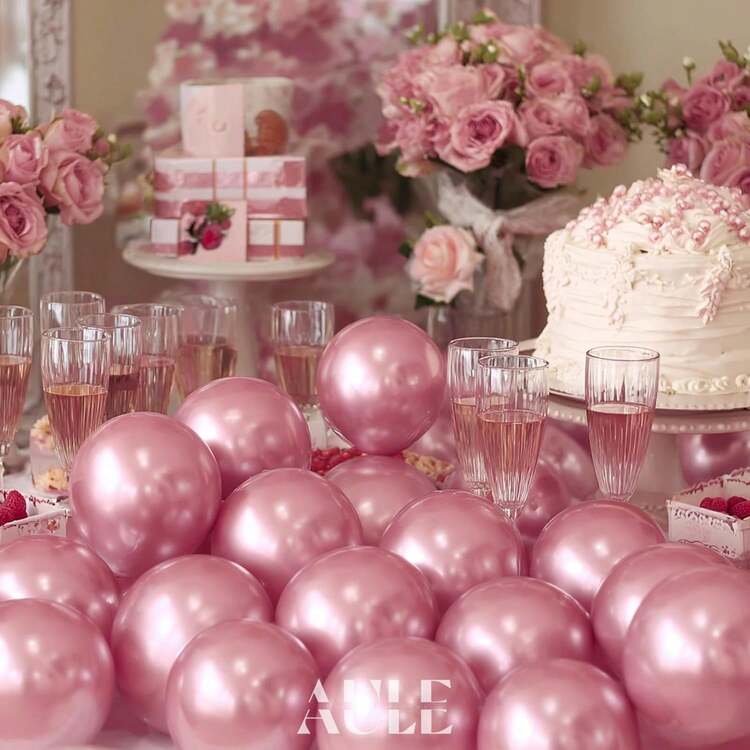 40pcs Metallic Balloons, 10-Inch Chrome Golden Silvery Rose Golden Blue Green Purple Latex Balloons For Girls And Women'S Birthday, Youngsters Shower, Wedding, Graduation, Christmas Theme Party - Multicolor - View 4