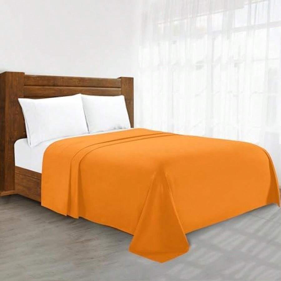 Elegant Comfort - Sábana Plana de Lujo de 1500 Hilos, Calidad egipcia, Libre de Arrugas, 1 Pieza, Azul Marino, , 1(King Anaranjado (Elite orange)) - Multicolor - Ver 1