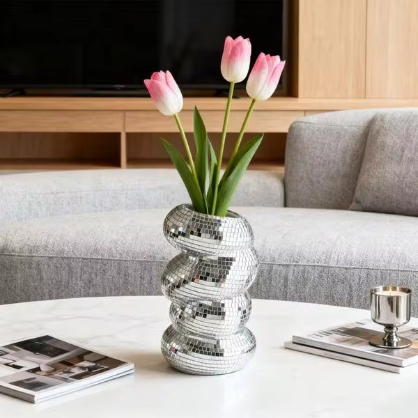 1pc/2pcs Multi-Functional Disco Vase, Minimalist Unique Spiral Vase Decor, Plastic Vase Pen Holder Makeup Brush Storage Container Home Decor