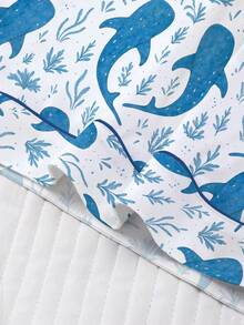 Marira 2pcs Wearable Women Pajama Set, Ocean Plant & Shark Print, Soft Fabric, Short Sleeve Shirt Collar Button Top And Elastic Shorts, Fashionable Sleepwear For Holiday Party, Casual Outdoor & Indoor Wear For Women - 彩色 - 查看 6