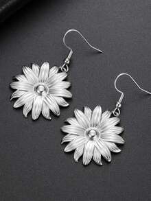 1对时尚女士不锈钢向日葵吊坠耳环，复古耳环，向阳而生，送朋友的礼物 - 時尚系列 - 查看 2