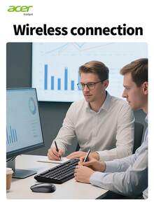 Juego de teclado y ratón inalámbrico ACER OCC317, diseño minimalista de oficina, teclado ligero + ratón silencioso, receptor 2.4G plug and play, larga duración de la batería, adecuado para oficina, portátiles de negocios, ratón compacto, funcionamiento silencioso, dispositivo plug and play, entusiastas de la tecnología - Negro - Ver 10