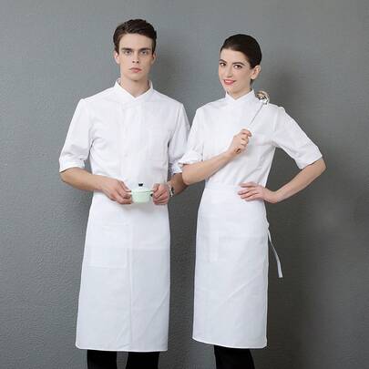 Comfortable, Dirt-Resistant, Oil-Proof, Easy-Wash, Breathable, Men's Chef Uniform, Men's Short Sleeve Hotel/Restaurant Staff Work Shirt, Men's Baking Outfit