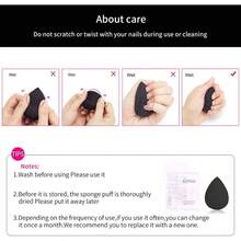 Multifunctional Sponge Puff, Teardrop Shape, Diagonally Cut Flat Surface, Soft, Dry And Wet Use, Puff Black - 黑色 - 查看 3