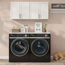 Wall Cabinets For Laundry RoomShaker Wall Mounted Kitchen Cabinets With Adjustable Shelf Floating Hanging Storage Cabinet For Laundry Room Bathroom Kitchen 62.8" W X 12" D X 21.7" H - 48"W - View 2