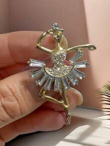 1pc Fashionable Crystal Rhinestone Ballerina Girl Brooch Pin, Suitable For Daily Wear - Multicolor - View 5