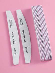 5支装专业新月形指甲锉，180/240目，适用于美甲沙龙指甲抛光块、指甲锉、砂纸板、美甲用品、美甲工具、美甲艺术工具、指甲、美甲工具、美甲延长工具 - 淺灰色 - 查看 8