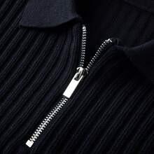 Men Classic Knit Half Zip Sweater Fall Winter Wear - 藏蓝色 - 查看 5