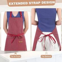 2 Pack Kitchen CooFKing Aprons, Adjustable Bib Chef Apron With 2 Pockets For Women Men, For CooFKing, Cleaning - Blue+Red - View 5