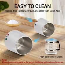 Destilador de agua – Filtro purificador de agua pura de 4 l, 1.05 galones, fabricante de agua destilada de 750 W, destilador interior de acero inoxidable, máquina de fabricación de agua para encimera - Blanco - Ver 6