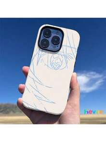 SamsungLine Rei Blanco para iPhone 16/15/14/13/12/11 series 2-en-1 - carcasa suave completamente envuelta, diseño de dibujos animados simple, resistente a caídas, resistente a huellas dactilares, resistente a arañazos, impermeable, pintado a mano creativo - Blanco - Ver 3