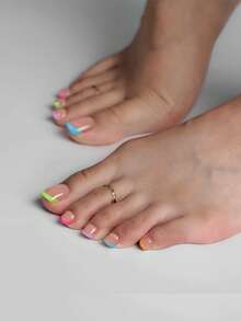 150 adesivos para unhas dos pés - Manicure em gel macio, 5 cores foscas Dopamine disponíveis, ideais para decoração de unhas no verão. - Multicolorido - Ver 3