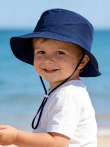 儿童渔夫帽，夏季透气遮阳帽，适合6个月至3岁儿童，可调节下巴带，宽檐沙滩帽 - 1PC - 查看 2