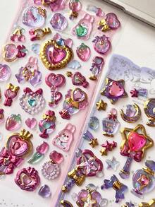 复古箔片闪光贴纸，3D钻石水晶装饰贴纸，适用于DIY手机壳、手账、日记本 - 彩色 - 查看 10