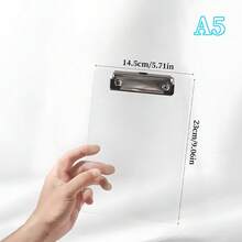 1pc A4/A5 Transparent Clipboard, Portable Writing Board, Antislip File Hardboard Paper Holder, Durable Stylish Clipboards With Low Profile Clip. Perfect For Home, Office, Drawing, Nursing, Restaurant Menu, Bills & Study - Transparent - View 12