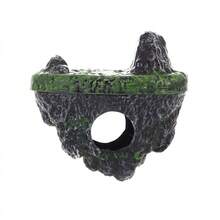 1 套水族箱装饰，树脂漂浮苔藓岩石装饰，适用于鱼缸装饰，配有吸盘