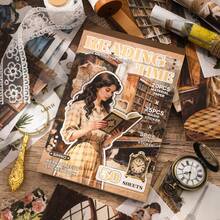 人物阅读贴纸书，20张剪贴簿纸，25张预裁切和纸贴纸和5张纸质贴纸，适用于日记、剪贴簿、子弹笔记、计划本、日记本，剪贴簿用品套装，成人手工艺术 - R - 查看 13