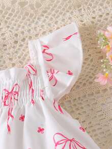 2pcs Baby Girls Cute Fresh Suspender Top + Shorts Set, Casual & Summer Outfit - White - View 4