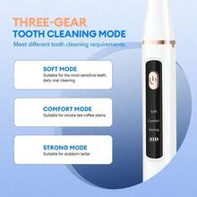 Ultrasonic Teeth Cleaner, Electric Teeth Cleaner, Timing Function, 3 Cleaning Modes, Built-In Lighting Spotlight, Suitable For Home, Office And Travel. - White - View 4