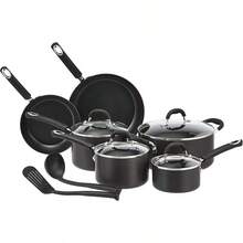 Hard Anodized Non-Stick 12-Piece Cookware Set In Black - Includes Pots, Pans & Utensils | Professional Kitchen Cookware Set, Heavy Duty Nonstick Pots And Pans, Complete Cooking Set With Utensils, Premium Induction Cookware - màu đen - Xem 1