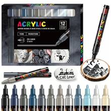 72 Colors Vivid Acrylic Marker Pen Set, 6 Color Systems, 1 Box Of 12 Gradient Colors, Non-Smudge Quick-Drying Markers, Medium Tip (2-3mm), Suitable For Rock Painting, Black Paper, Skateboard Decoration, Wood, Plastic, Canvas - Acrylic Markers - View 14