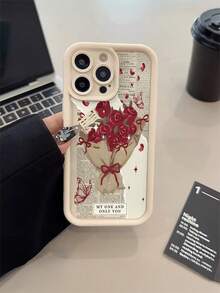 1pc Floral Pattern Shock-Resistant Phone Case, TPU Material Suitable As Valentine's Day Gift, Compatible With Apple IPhone XS/XS Max/XR/11 12 13 14 15 16 Pro/Pro Max/14 15 16 Plus/17, Unisex - Multicolor - View 1