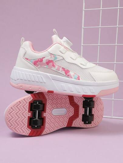 All-Season Kids' Roller Skate Shoes, Detachable 4-Wheel Skates For Girls And Boys, Fashion Casual Skateboard Shoes, Suitable For Daily Wear Children's Sports Shoes