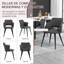 HOMEMAKE FURNITURE Conjunto de 2 Sillas de Comedor Modernas Asiento Tapizado con Respaldo de Diseño Vintage Pies Estables de Metal Sillas para Cocina y Sala de Estar Gris