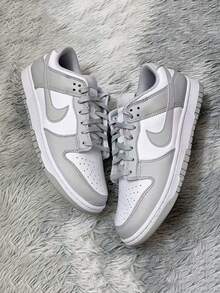 2026 New Nike Dunk Retro "Grey Fog" Vintage, Durable, Low-Top, , Versatile Sneakers, Grey & White, Unisex, Gift, With Box - Light Grey - View 2