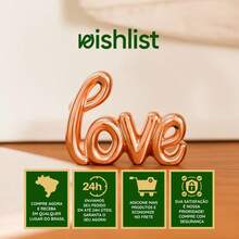Enfeite Objeto Decoracao palavra LOVE cromado metalizado porcelana 11x8cm - Unidade - Bronze - Visão 10