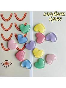 6/12pcs Colorful Transparent Heart Shaped Refrigerator Magnets, Cute Decorative Stickers For Kitchen, Office, Whiteboard, Storage Cabinet, Dishwasher, Home Decor, Valentine's Day Gift - Multicolor - View 8