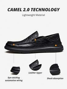 CAMEL CROWN Chaussures décontractées pour hommes, semelle souple, chaussures de mariage  véritable confortables pour le travail et les déplacements, automne/hiver - Noir - Voir 5