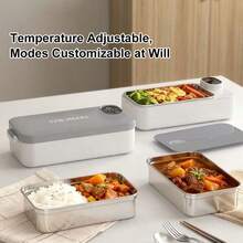 Electric Heated Lunch Box, Rechargeable Thermal Lunch Box, 304 Stainless Steel Electric Heating Lunch Box, USB Powered Portable Heated Lunch Box