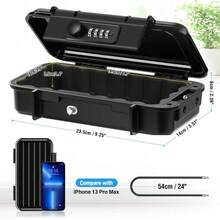 Portable Safe Box Combination Security Case Travel With Code Waterproof Lockbox~ - Black - View 11