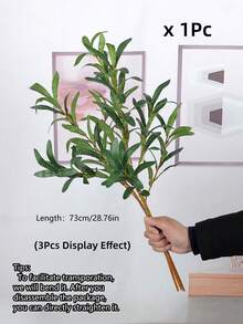 MEHELANY 5支人造橄榄枝绿植，仿真橄榄叶丝绸植物，适用于婚礼拱门装饰、桌面花艺摆设、花瓶填充、家居派对装饰 - 綠色 - 查看 5