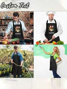1pc Customized Printed Fashionable Apron - Unisex Sleeveless Nordic Style Kitchen Apron, Customized Black Cooking Apron, Modern Polyester Waterproof Apron, Customized Kitchen Apron, Customized Fun Cooking Kitchen Apron, Customized Cooking Utensils, Washing Gloves - Multicolor - View 2