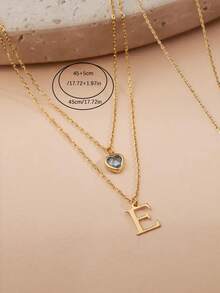 Dây chuyền chữ cái đính đá sinh nhật theo yêu cầu, trang sức nhiều lớp thiết kế riêng cho nữ, dây chuyền nhiều lớp, trang sức đá sinh nhật. - Vàng - Xem 5