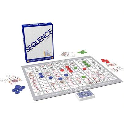 Un juego de mesa de secuencia, juego de cartas multijugador, juego de cartas, juego de mesa, juego de mesa, naipes, juego interactivo, juego multijugador, juego de equipo, juego de viaje, muy adecuado para reuniones familiares y de amigos, fiestas, campamentos, viajes y otras actividades multijugador.