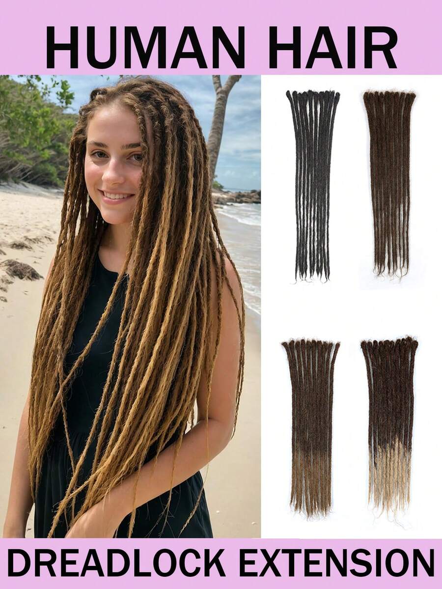 0.6cm Wide 10 Strands Crochet Braiding Hair Extensions, Soft Hippie Style Dreadlocks, Handmade Crochet Rasta Braids, Suitable For Men And Women - Multicolor - View 1