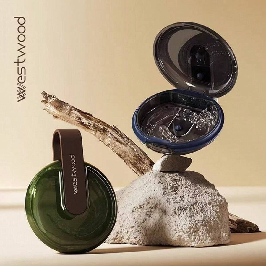 Caixa de armazenamento portátil invisível de cor aleatória, caixa de armazenamento selada em plástico ABS, caixa de armazenamento invisível para alinhadores, pode ser transportada em próteses, bagagem de mão, muito adequada para viagens, alça para alinhadores, não requer bateria, essencial apenas para o Dia dos Namorados, presentes, presentes para homens, banheiro, indispensável durante viagens - Multicolorido - Ver 1