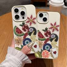 1pc TPU Soft Case With Watermelon, Fish, Sun Elements Pattern, Compatible With IPhone 17/17 Pro Max/Air/17 Pro/16e/16 Pro Max/16/15/12 Pro Max/13/13 Pro Max/14/15/17/16 Pro/11 Pro Max/12, Personalized Design Fashionable Protective Cover, Unisex Phone Case - Multicolor - View 1