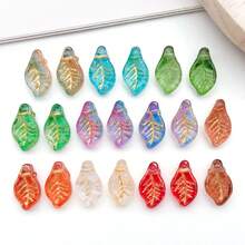 20/50颗7*12毫米金边迷你月桂叶，捷克风格玻璃散珠，用于手工DIY手链和项链配件。 - 樹葉 - 查看 2