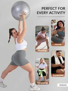 Shorts de yoga taille haute noirs pour femmes grandes tailles, contrôle du ventre, avec poches, convient pour le fitness, le cyclisme, la course et diverses occasions estivales - Gris foncé - Voir 7